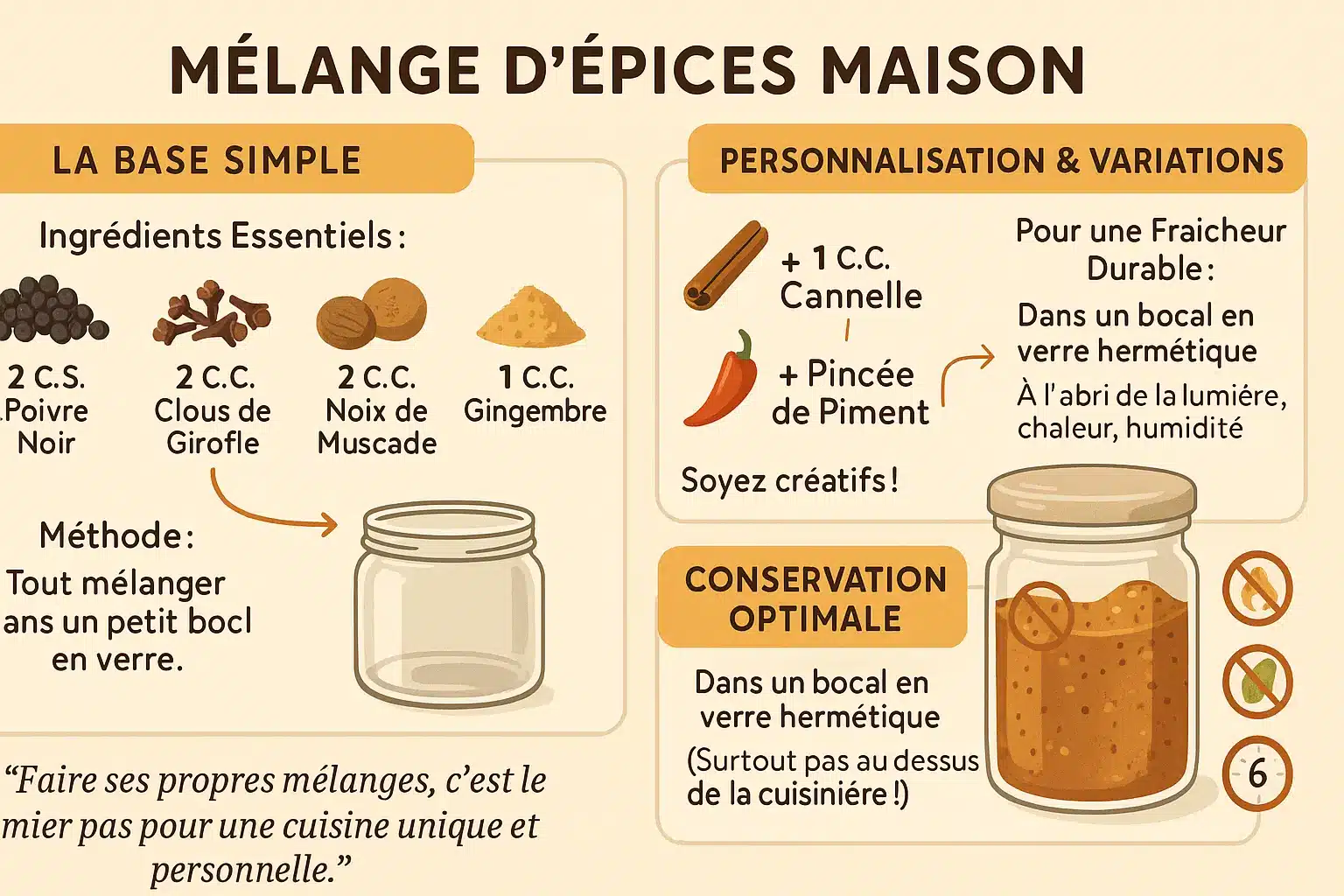 Quatre-épices maison dans un bocal en verre