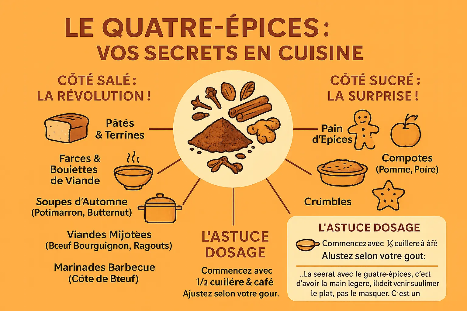 Mélange de quatre épices traditionnel dans un bol en céramique