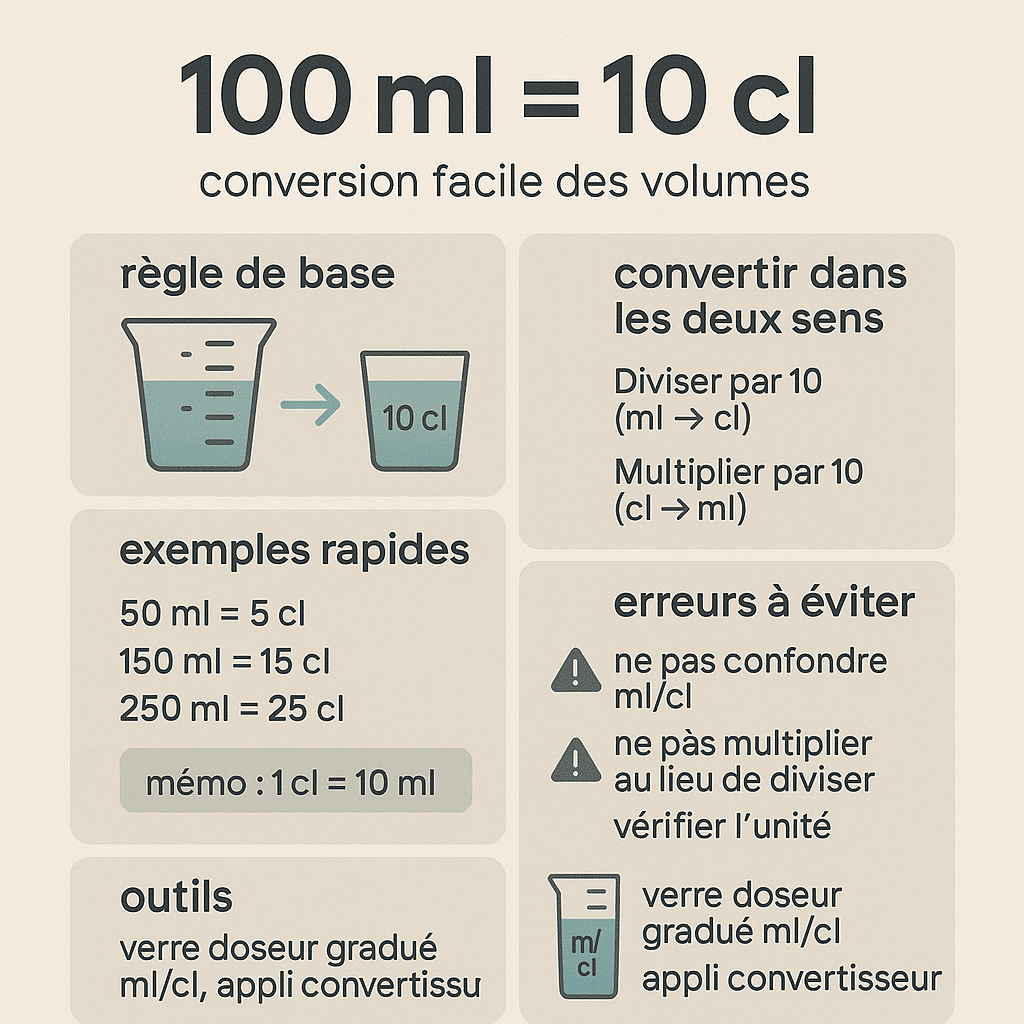 infographie sur la conversion 100ml en cl 