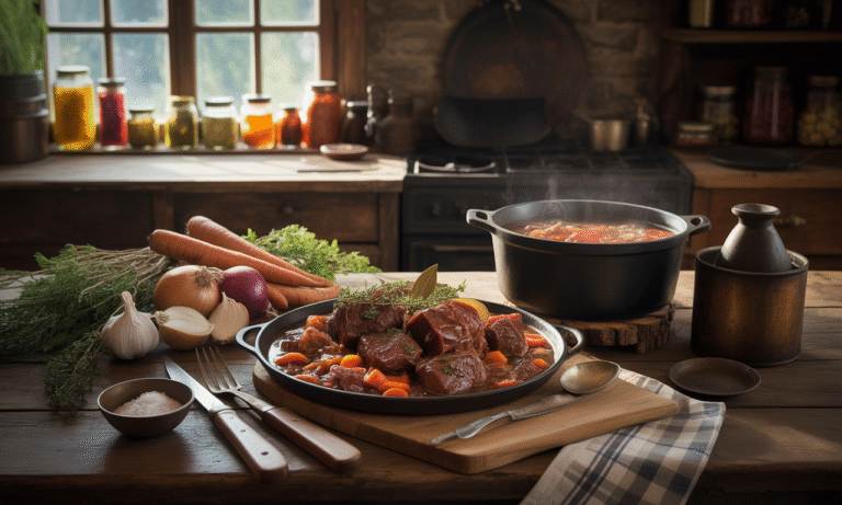 découvrez la recette authentique de la daube de cerf, un plat traditionnel de gibier mijoté aux saveurs riches. suivez nos astuces pour réussir une viande tendre et parfumée, et régalez vos convives avec cette spécialité gourmande.