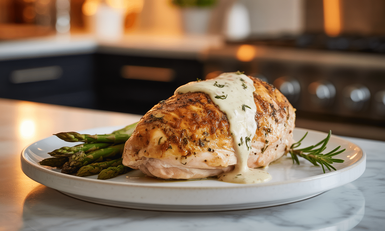 découvrez une recette gourmande de poulet farci aux champignons et épinards, nappé d'une sauce crémeuse onctueuse. facile à préparer, ce plat savoureux régalera toute la famille lors de vos repas.
