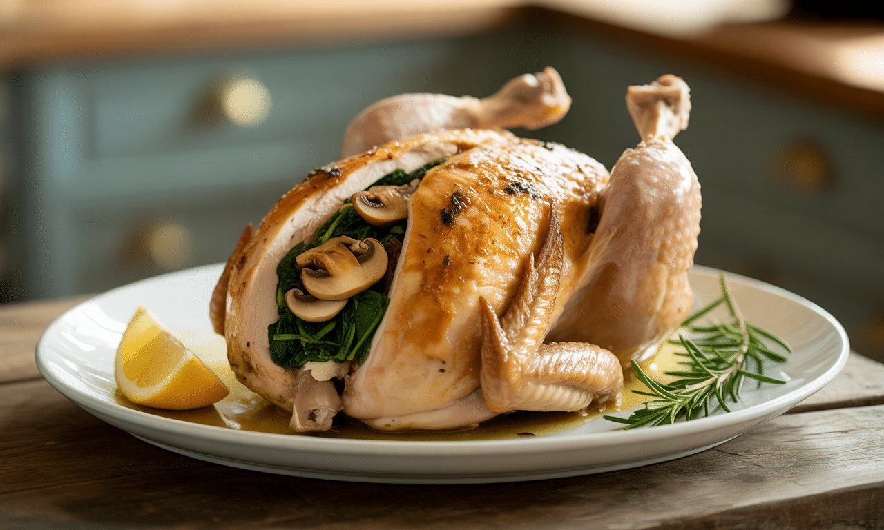 découvrez notre recette gourmande de poulet farci aux champignons et épinards, nappé d’une délicieuse sauce crémeuse. facile à préparer, ce plat savoureux ravira toute la famille pour un repas convivial et réconfortant.